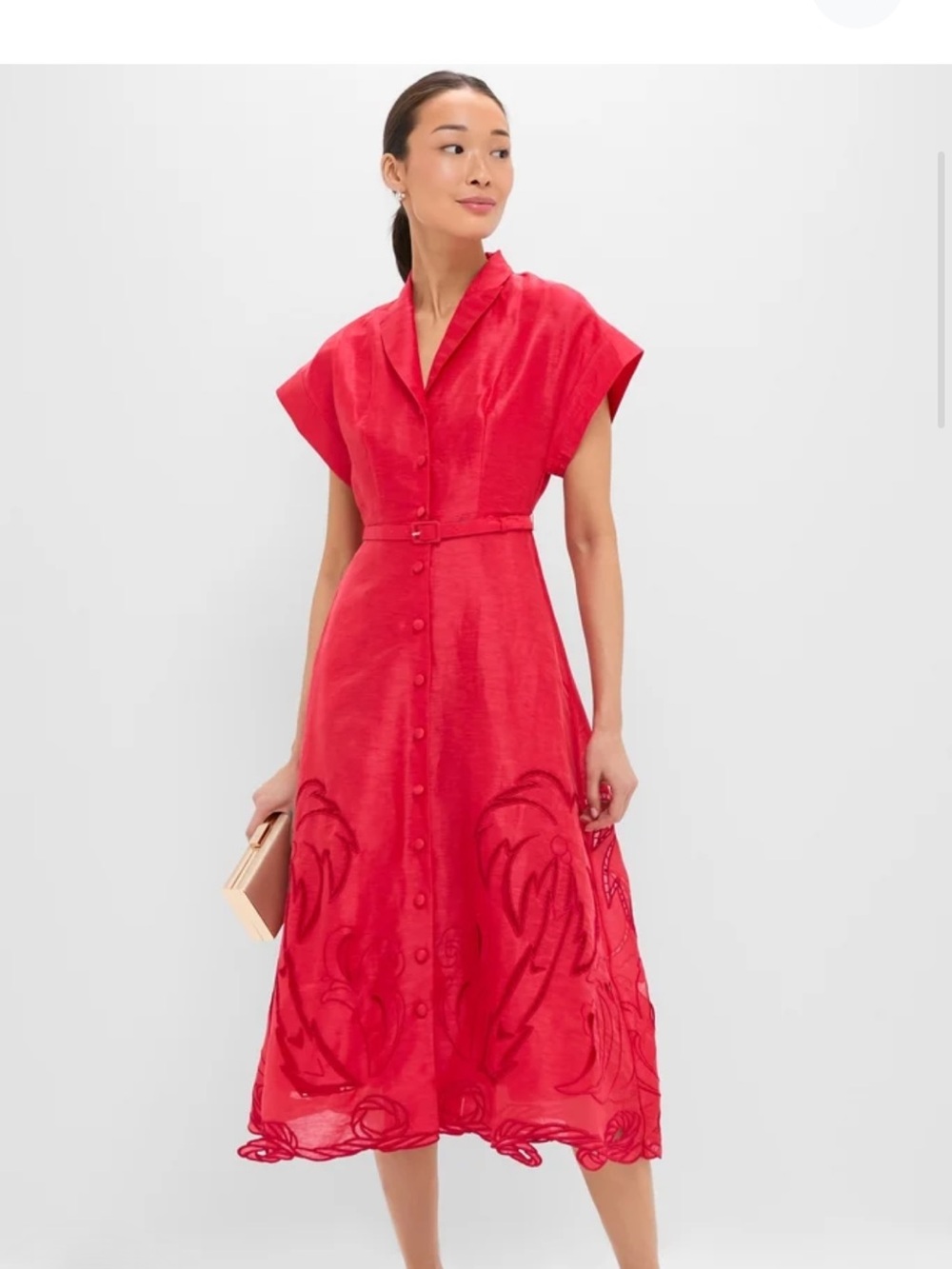 NWT Leo Lin Aubrey Appliqué Midi Dress